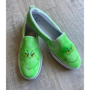 Grinch Sneakers Hand painted Tie Dye Grinch slip on sneakers womens, kids